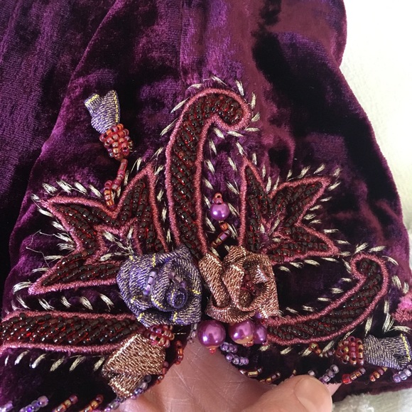 BOHO 90s handmade velvet art maxi dress NEW M - Picture 6 of 8